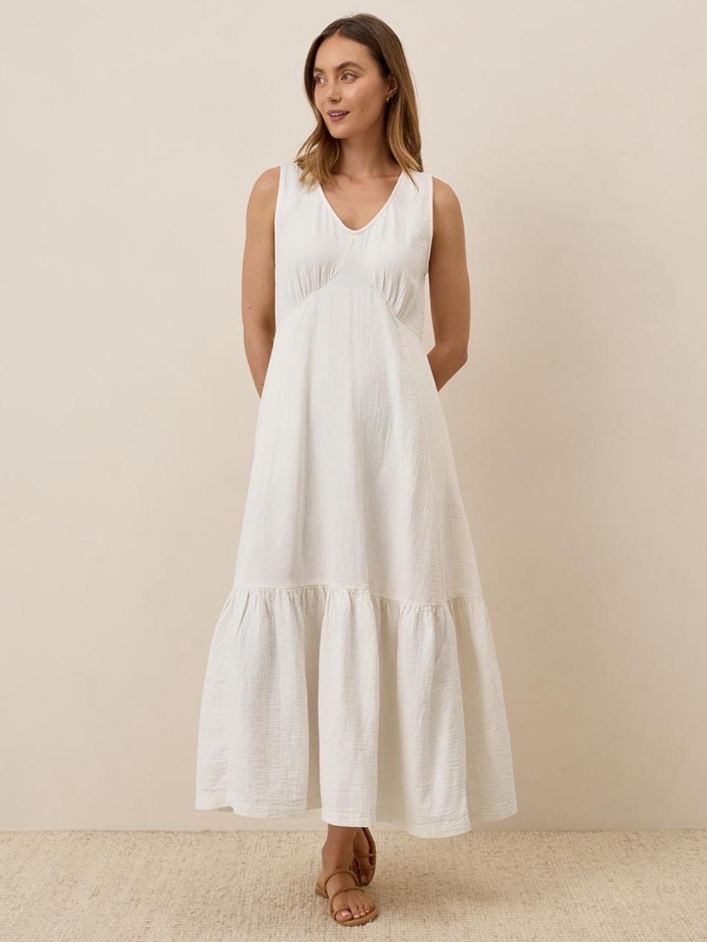 Women's Coastal Double Gauze Beach To Brunch Maxi Dress